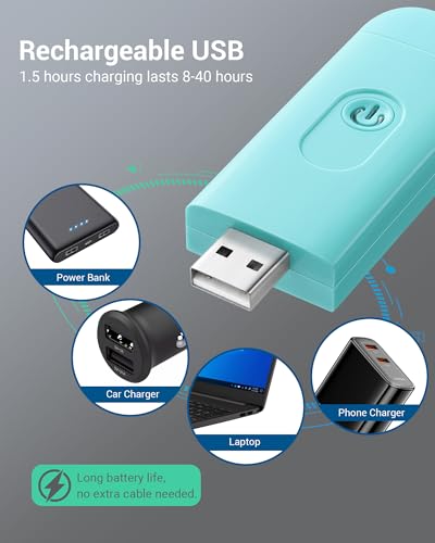 Image of DEWENWILS USB Rechargeable Book Reading Light, Book Light Clip on for Reading in Bed, LED Eye Care Book Lamp for Kids, Bookworms, 2 Brightness Levels (Blue)