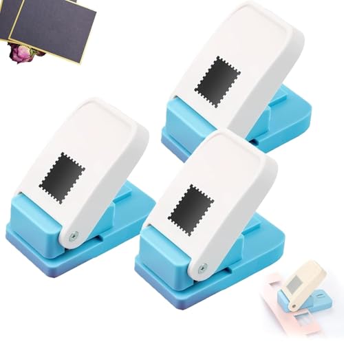 1x0.8 Inch Rectangular Postage Stamp Paper Punch – Scalloped Edge Craft Punch Tool for Scrapbooking, Card Making, Journaling & DIY Paper Crafts (3PCS)