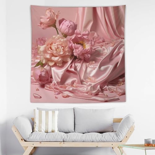 Tapisserie murale esthétique fleurs soie 152x152 cm pour déco chambre et dortoir
