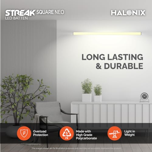 Image of Halonix 20W LED Batten /Led Tubelight | 4-ft Tubelight for Living Room & Bedroom | Warm White Yellow | Pack 1