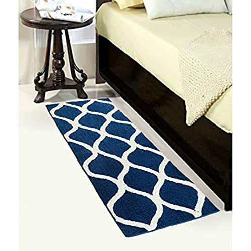 Image of Anti Skid Bedside Runner Carpet | Mat for Bedroom, Living Room, Floor and Home Decor (Blue, 2x10)