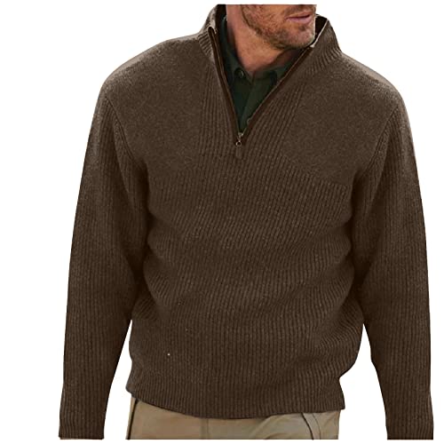 Ymosrh Mens Sweater Men's Casual Comfort Quarter Zip Thick Early Fall Deer Plush Sweater Top Men Holiday Sweater