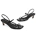 Phefarer Strappy Kitten Heels Heels for Women Open Toe Low Square Toe Thong Sandals Summer Black