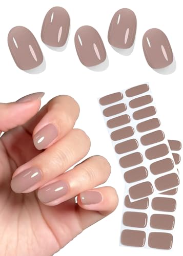 Gelée brune Autocollant Ongle Gel UV, 30pcs Film pour Ongles Autoadhésif Pour Nail Art