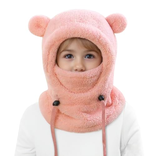 Jastore - Jastore Kids Ski Balaclava for Boys Girl Winter Hat for Kids Toddle Warm Balaclava Hood Neck Scarf (US, Age, 3 Years, 10 Years, Pink)
