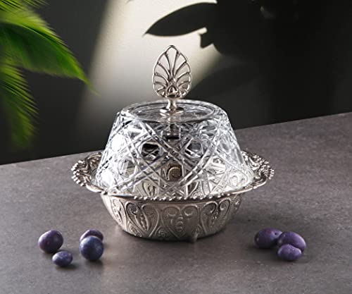 LaModaHome Decorative Bowl for Your Home - Enhance Your Décor with Classy Sugar Bowls. Ideal Size for Serving Sugar, Snacks, Chocolate, Candies, and Sweets. (Silver)