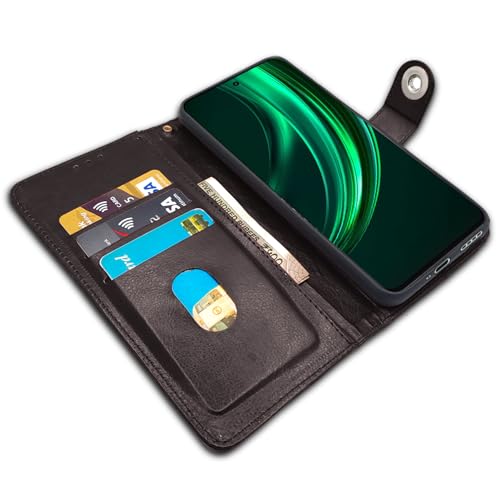 Image of Pikkme Flip Cover Leather Finish | Inside TPU with Card Pockets | Wallet Stand and Shock Proof | Complete Protection Button Flip Case for Realme 13 Plus 5G / Realme P1 Speed 5G (Coffee)