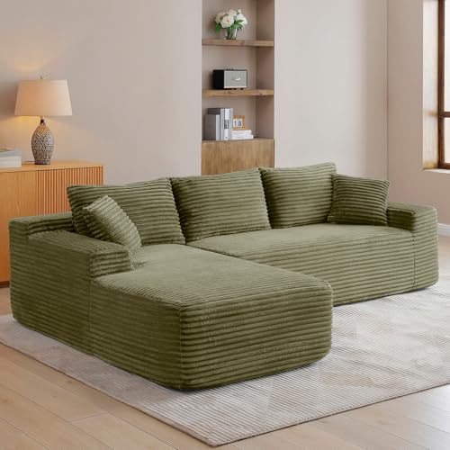 Image of 95 inch Boneless Couch for Living Room, L Shaped Modular Sectional Sofa