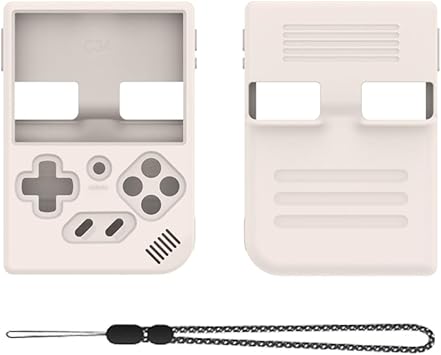 Silicone Cover Case for RG35XX Plus, Protective Sleeve RG35XX Plus Retro Game Console Case Soft Skin Cover Shell with Lanyard Drop-Proof Protection Accessories White