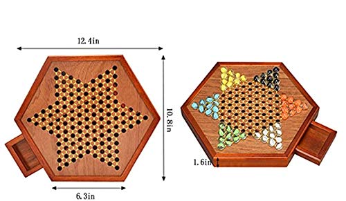 Wooden Chinese Checkers Board Game Set With Drawers And 60 Colorful Glass Marbles, Classic Strategy Game For Kids, Adults, Parties, And Kids’ Development #TOP5