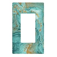 Hulnulnu Lichtschalter-Abdeckplatte, dekorativ, 1-Gang, dekorativer Lichtschalter, Wandplatte, Golden und Türkis, Marmor, Blaugrün, Lichtschalter-Abdeckplatte