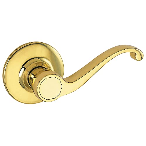 Design House 775338 Scroll Dummy Door Handle, Reversible for Left or Right Handed Doors Polished Brass Finish
