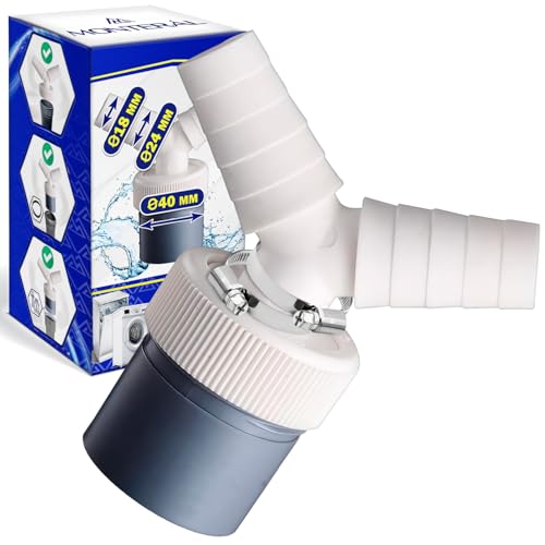 Adaptateur Double Evacuation Machine a Laver avec Sortie pour Tuyau Ø40 mm et Entrée Ø18-24 mm - Adaptateur Lave Vaisselle en Y est Fabriqué en ABS - 2 Pièces Collier de Serrage Ø20-32 mm - MONTERAL