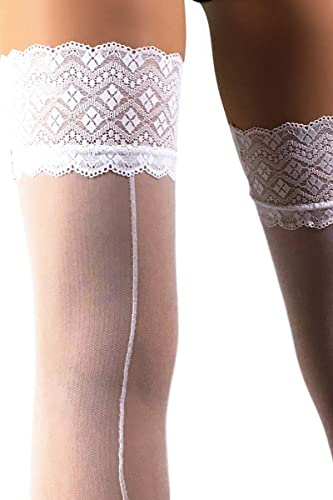 Image of Mila Marutti Seamed Thigh High Stockings for Women | Back Seam Stockings Sheer Vintage Nylons | Lace Top Tights