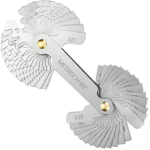 HATANSE 52pcs Peigne Filetage Feuilles Métrique 0,25-6,0mm et Whitworth Impérial 4G- 62G Outil Jauge de Filetage Inox