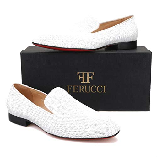 FERUCCI Men White Sequins Slippers Loafers Flats2
