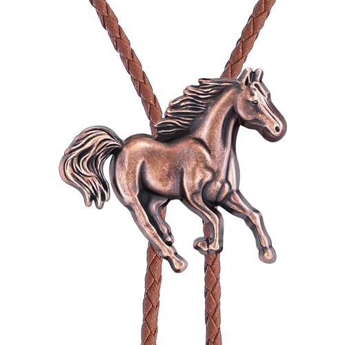 Image of GelConnie Bolo Ties for Men Women Western Cowboy Tie Mens Western Necklace Leather Necktie Gold Bolero Tie Cowboy Necklace