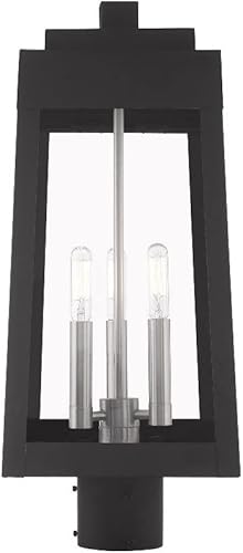 Miniatura 3 de Livex Lighting 20856-07 Oslo - Linterna de poste superior de tres luces para exteriores, acabado de bronce con cristal transparente de 20.38 pulgadas