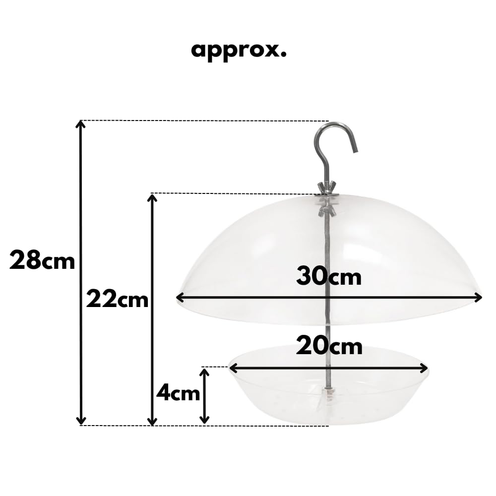 Garden Mile Clear Covered Dome Canopy Adjustable Hanging Bird Feeders Garden Bird Feeders Seed Feeder Easy Clean and Fill Removable Tray With Hanging Hook For Small Birds - Keeps Big Birds Out - Image 2
