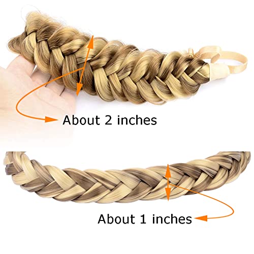 Diguan Messy Wide 2 Strands Fishtail Synthetic Hair Braided Headband Hairpiece For Women Girls Beauty Brides Hair Accessory Combination (Highlighted) #TOP1