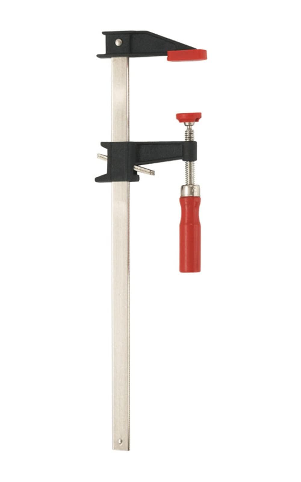 Bessey GSCC2.518 Ścisk stolarski 46 cm z ergonomicznym uchwytem, nakładki chroniące przed odkształceniem, wytrzymałe żeliwne szczęki, ząbkowane prowadnice, do prac stolarskich i meblarskich, do 272 kg