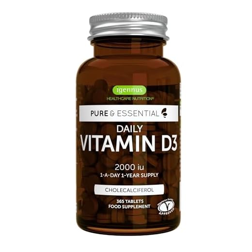 Vitamina D3 Colecalciferol 2000IU de Pure Essentials, suministro diario para un año, 365 tabletas pequeñas