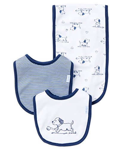 Image of Little Me Baby Boys and Girls 100% Cotton 3-Piece Bib and Burp Sets, 2 Bibs and 1 Burp Cloth