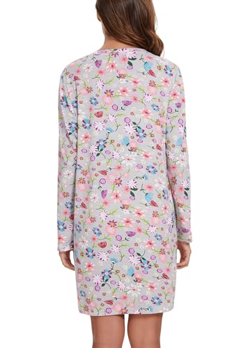 Image of Kabento 2 Pack Long Sleeve Nightgowns for Women Soft Cotton Night Gowns Sleepwear V Neck Nightshirts
