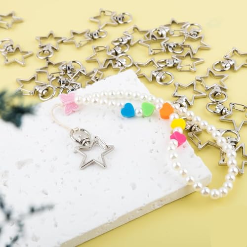 Image of Tia Strap Buckles Metal Clasps Lobster for Handbag, Spring Ring, Purse Dog Hook, Key Chain Swivel Trigger Snap Hook DIY and Purse Making Accessories (2, Silver Star Shape Spring Hook-33x10mm)