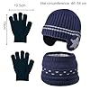 KASESSS 3 Pièces Ensemble Bonnet Tour de Cou Gants pour Enfant, 3 en 1 Enfants Chapeaux D’hiver, Motif Étoilé Tour de Cou, Doublure Intérieure en Polaire pour 3 à 7 Ans Garçons Filles, Bleu Marine