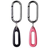MiPhee 2-Pack Silicone Case for Go-Tcha with Oval Carabiner Keychain, Black+Pink