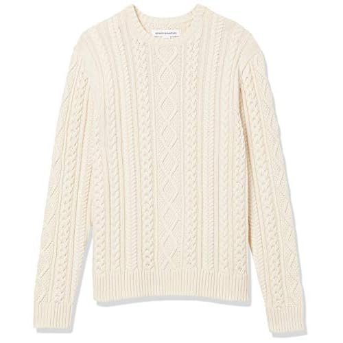 Amazon Essentials Men’s Long-Sleeve 100% Cotton Fisherman Cable Crewneck Sweater