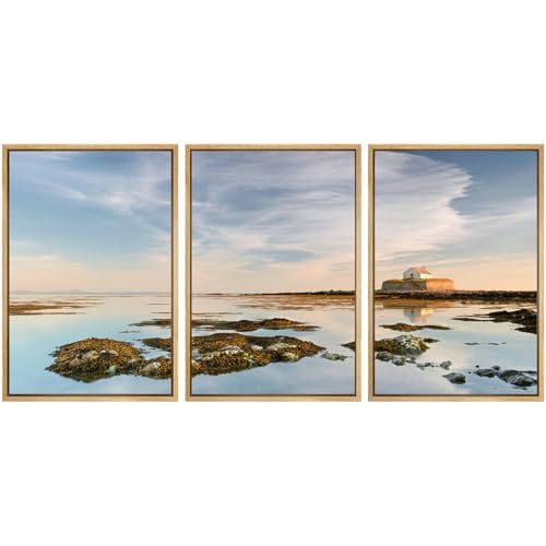 SIGNWIN Framed Canvas Print Wall Art Set Coastal Landscape Scenic