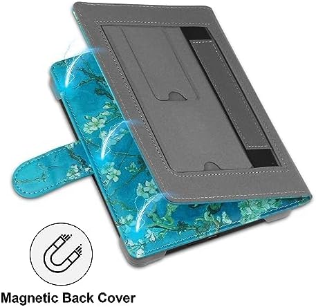 HoYiXi Universal Case Compatible with 6.8-7 Kobo/Pocketbook/TolinoKindle Paperwhite/Kobo Clara HD/Kobo Clara 2E Leather Stand Cover for 6-6.8'' E-Book eReader,Flower