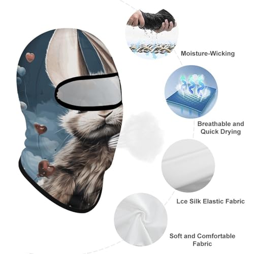 Balaclava para Hombres y Mujeres, Máscara de Esquí con Forma de Corazón y Conejo, Cubreboca Integral para Ciclismo miniatura 3