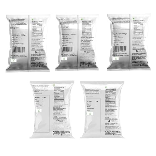 Wonderland Foods 500g (100g X 5) Dry Fruits Combo of Pistachios, Almond, Cashew, Golden Raisins & Walnut Kernel 100g Each