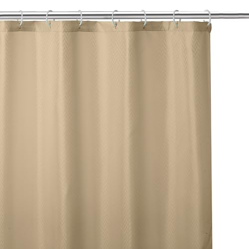 Image of Encasa XO Waterproof Shower Curtain for Bathroom 8 x 6 feet(183x244 cm), Anti-Fungal Polyester Washroom Curtain with 12 Hooks, Wet & Dry Partition Toilet Curtains ZZ Beige