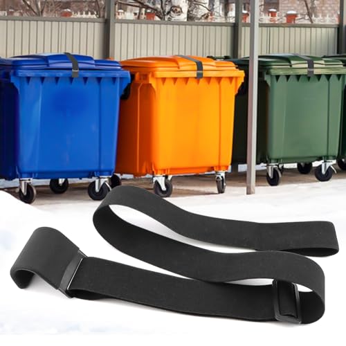 Image of 2PCS Trash Can Lid Locks,Garbage Can Lock,Universal Trash Can Lock Belt, Garbage Can Locks for Animals, Outdoor Bear Proof Trash Can Strap for Raccoon,Squirrel,Dog, Locking Garbage Can (2, Black)