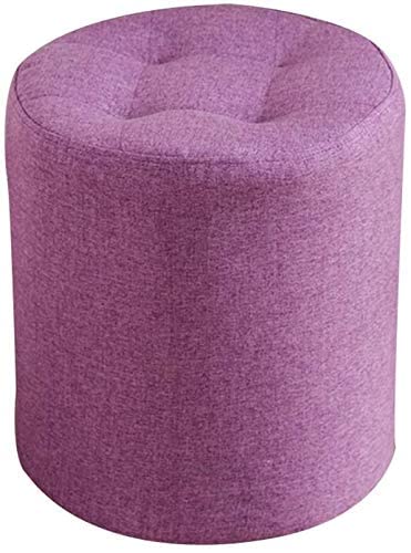 Repose-pieds canapé tabouret rond violet et banc de chaussure en lin