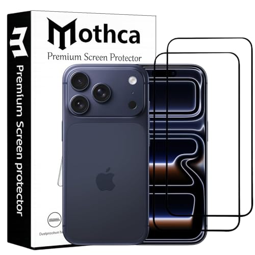 Image of Mothca Military-Grade Tempered Glass Screen Protector Compatible for iPhone 17 Pro with Edge to Edge Coverage - Case Friendly, Anti-Scratch & Bubble-Free Installation Kit (Pack of 2)