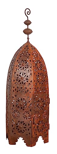 Biscottini Farol de exterior grande de hierro forjado, farol grande de suelo perforado, faroles grandes decorativos