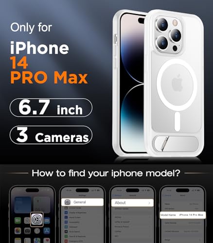 Image of Magnetic Compatible with iPhone 14 Pro Max Case, [Built-in Invisible Kickstand][Compatible with MagSafe] [Military Grade Shockproof] Slim Translucent Matte Phone Case for iPhone 14 Pro Max 6.7 inch