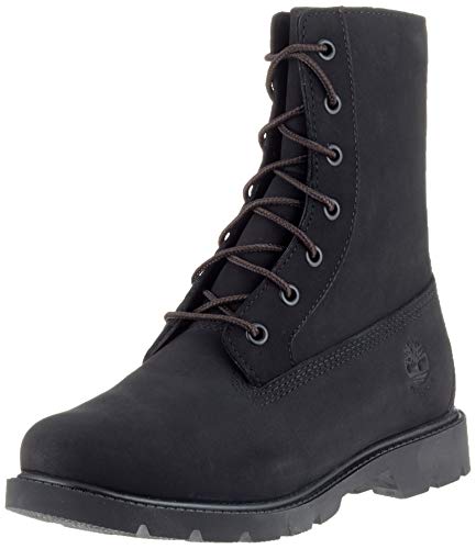 Timberland Women's Linden Woods Waterproof Fleece Fold-Down Fashion Boot, Black Nubuck, 7