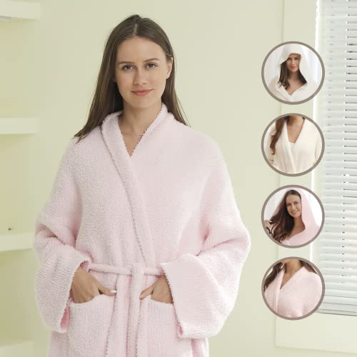 Image of bearberry Plush Hoodless Bath Robe Women's Loungewear Sleep Robe Indoor Outfit