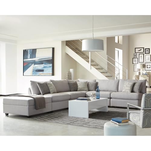 Sillón moderno tapizado sin brazos gris miniatura 6