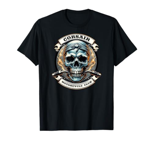 Corsair Motorcycle Club Skull Biker T-Shirt