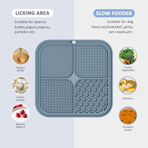 Image of ChefAide 2 Pack Lick Mat for Dogs,Cats,Upgraded 8.5x8.5 inches Licking Mats with Suction Cups,Slow Feeder Licking Pad for Anxiety Relief and Boredom Reducer,Suitable for Dog Training Set 9