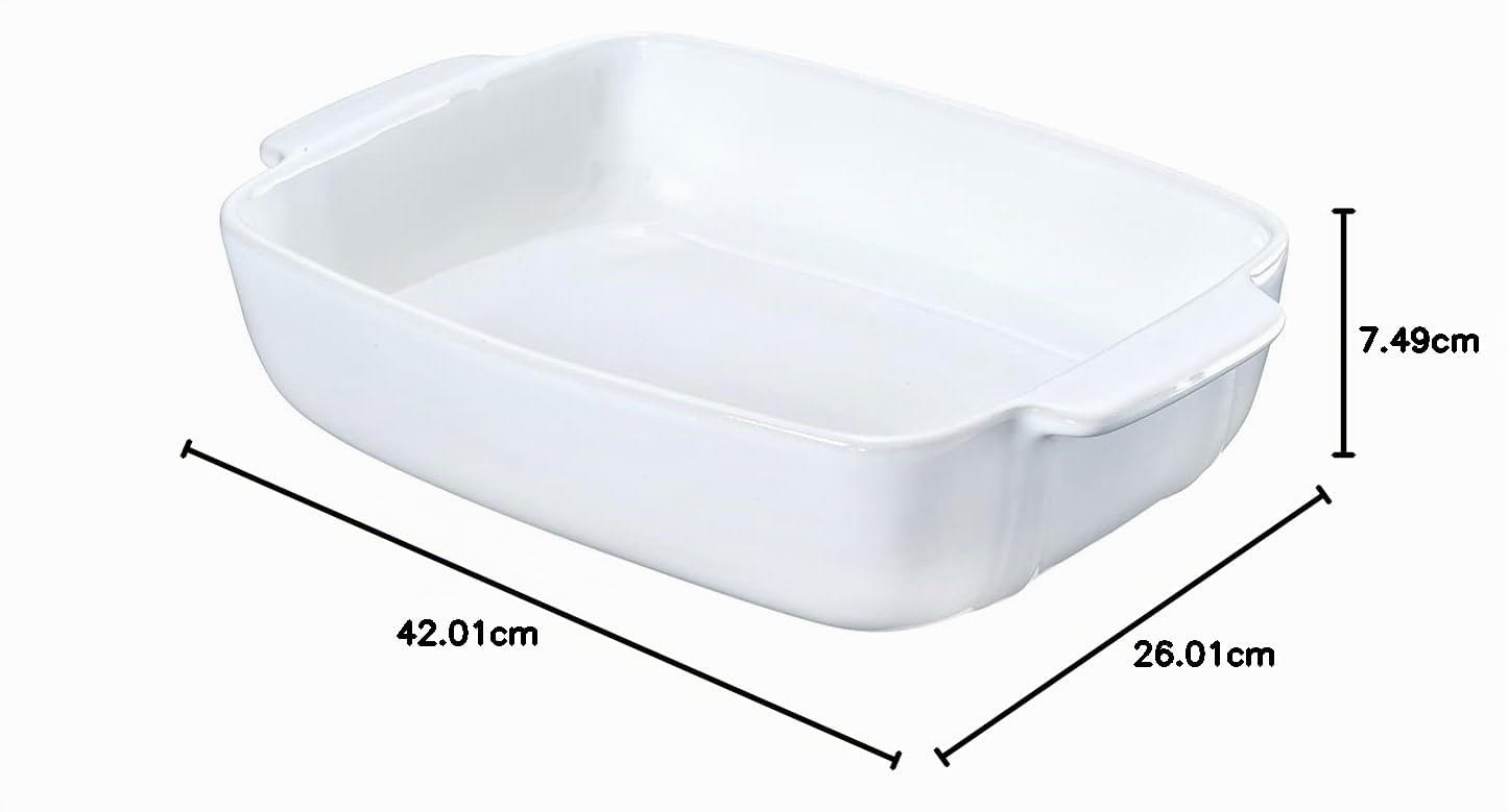 Pyrex 8013102 Signature Plat à Four Rectangulaire Blanc en Céramique 35 x 25 cm