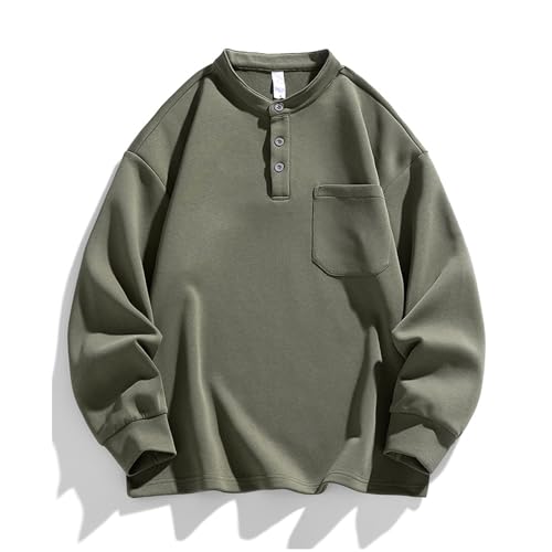 Men's Casual Henley Sweatshirts Long Sleeve Button Placket Pullovers Fall Fashion Sweatshirt with Chest Pocket3