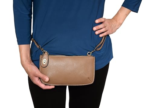 Image of Joy Susan Women's Fashion Purse Mini Crossbody Wristlet Clutch Handbag - Camel